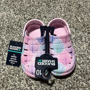 Rugged Shark Little Kid Girl Clog Size 10 MultiColor Slingback Slip-On Mermaid